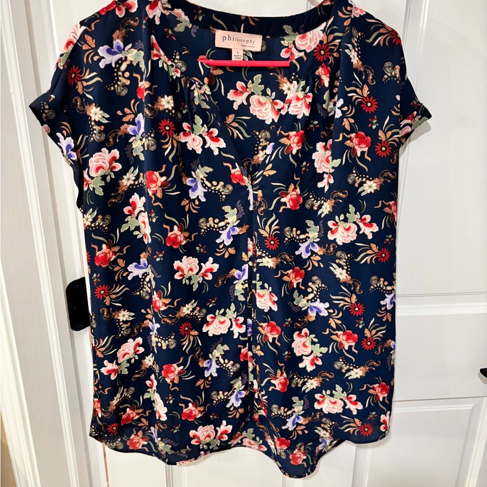 Philosophy Navy Floral Blouse